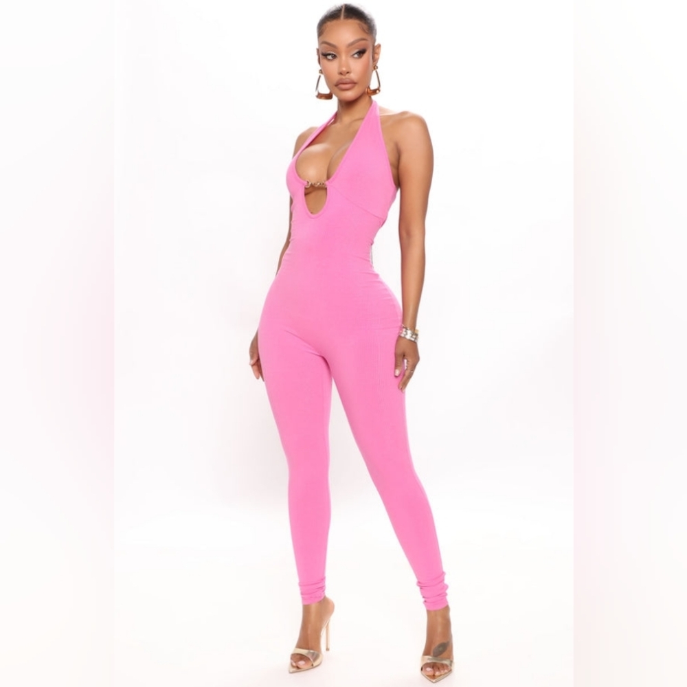 NEW! Fashion Nova Vibrant Pink Cutout Jumpsuit